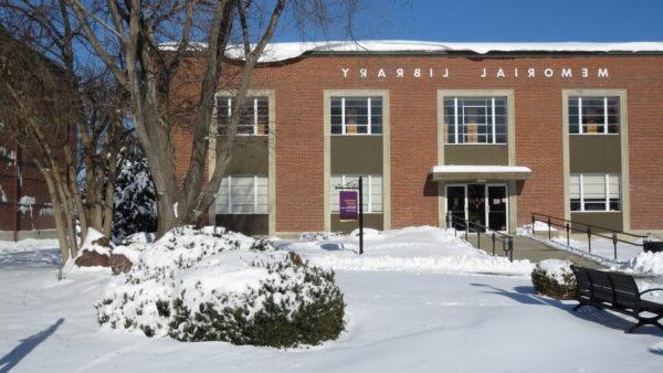 Snow covered library building